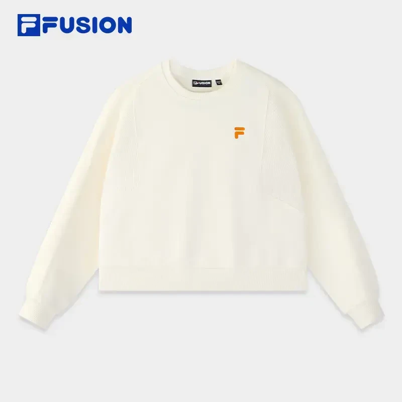 FILA FUSION新款全棉毛圈油墨印花长袖女运动休闲卫衣T11W441201F