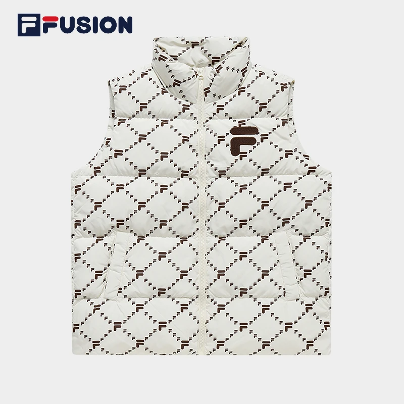 FILA FUSION斐乐女时尚百搭马甲印花潮流羽绒保暖冬季T11W316902F