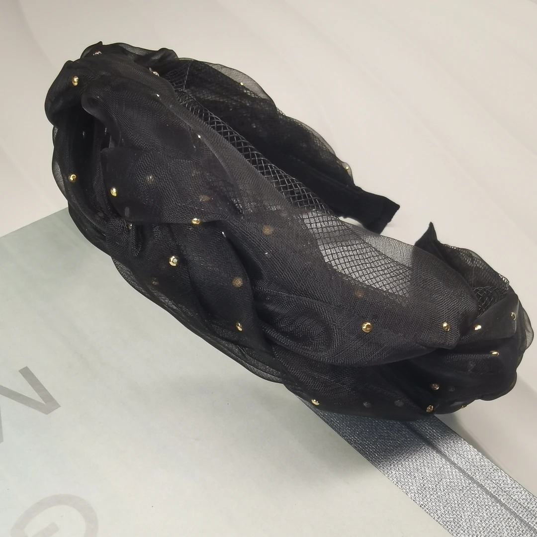 韩国 东大门 网纱带钻黑色高级感气质时尚发箍