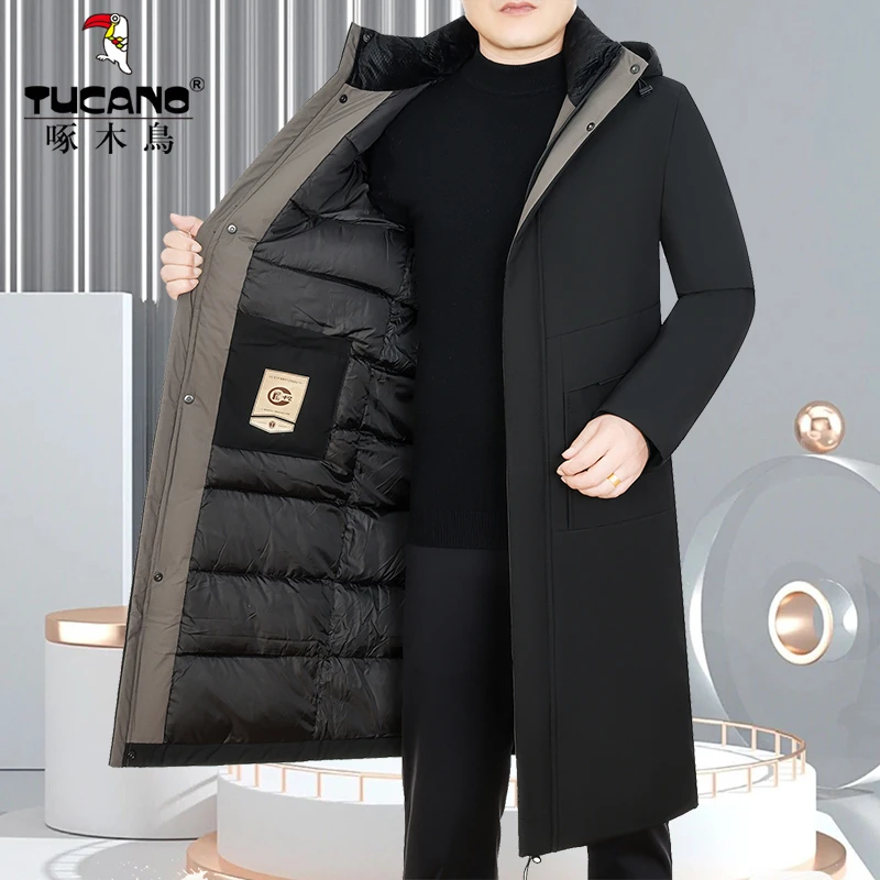 啄木鸟男士新款长款棉衣保暖加厚保暖商务休闲棉袄冬季新款加厚潮
