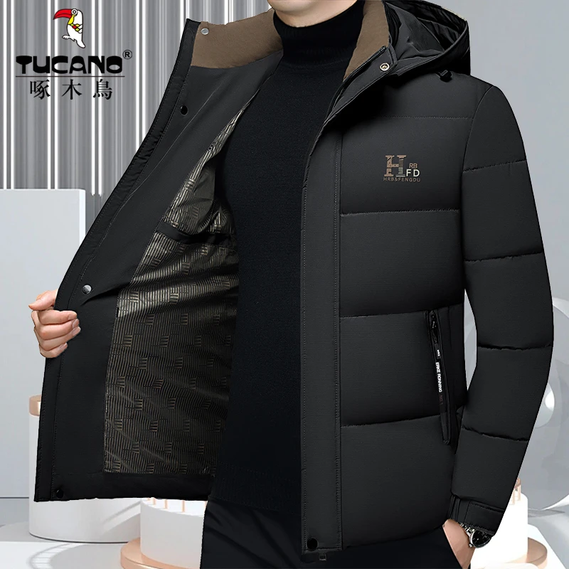 啄木鸟男士新款高档商务休闲加厚冬季棉衣高档男装外套短款棉袄潮