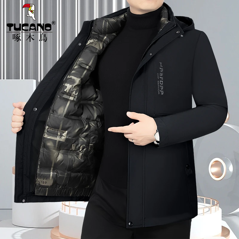 啄木鸟男士新款保暖加棉高档棉衣可脱卸内胆冬季加厚棉袄男装外套