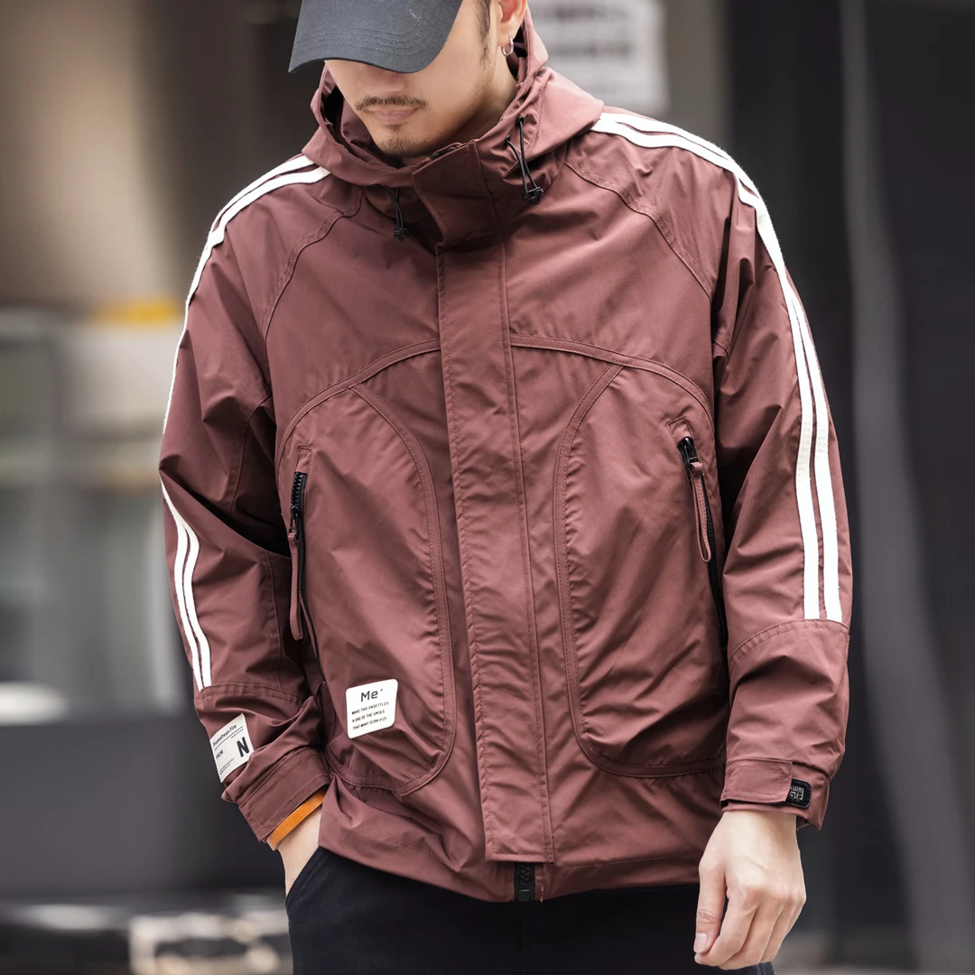 格蓝鹿高端休闲夹克男2025春秋新款宽松大码户外工装冲锋衣外套男