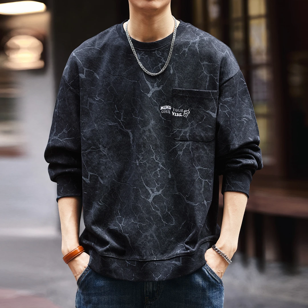 格蓝鹿美式复古重磅长袖卫衣男秋季新款潮流宽松痞帅潮牌运动上衣