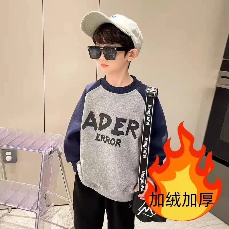 2023年新款韩版宽松插肩帅气套头衫男孩炸街上衣［CS14］加绒加厚