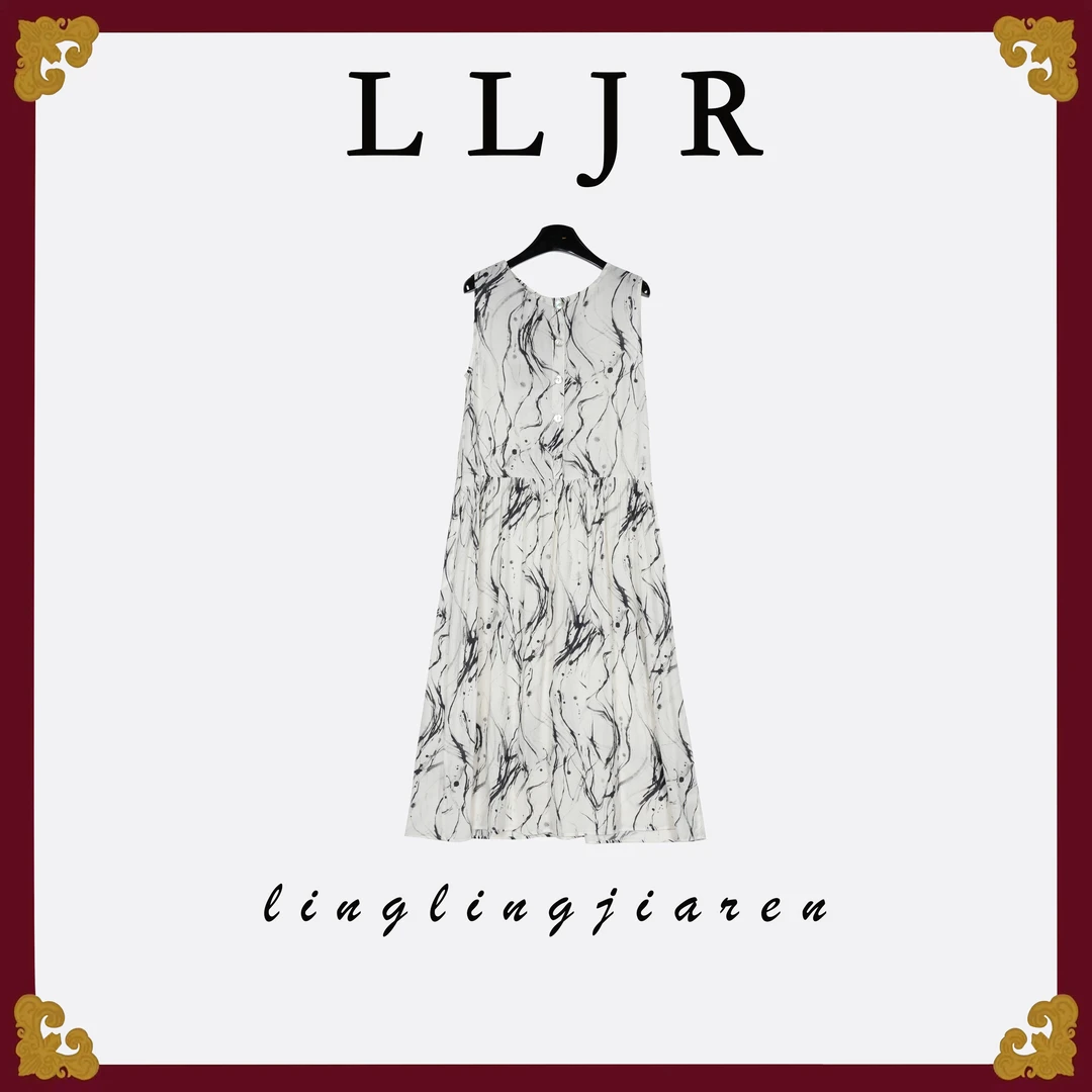 【万老板专属】夏季新款艺术感印花无袖背心连衣裙D715女装连衣裙