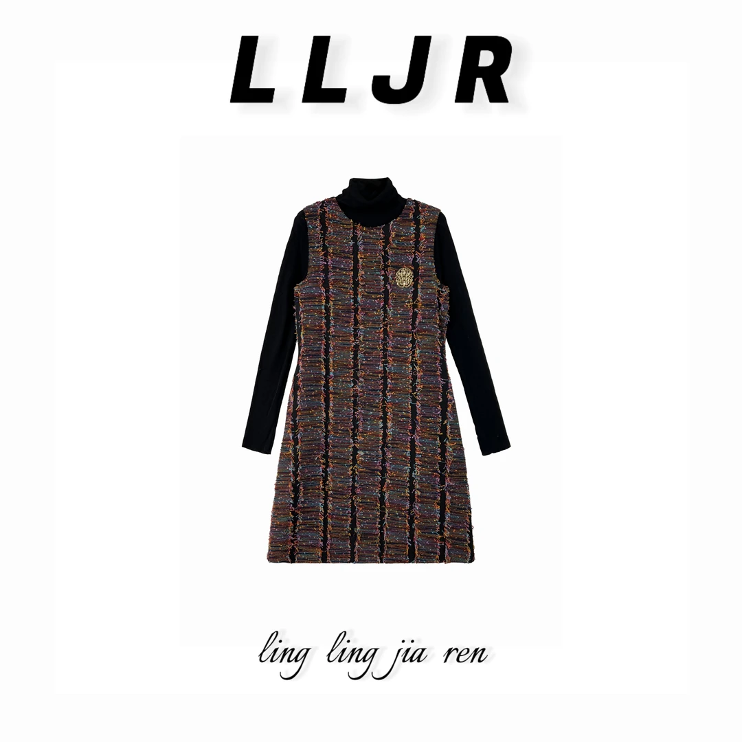 【雅姐福利】秋冬新款彩虹色梦幻录连衣裙H9061-3