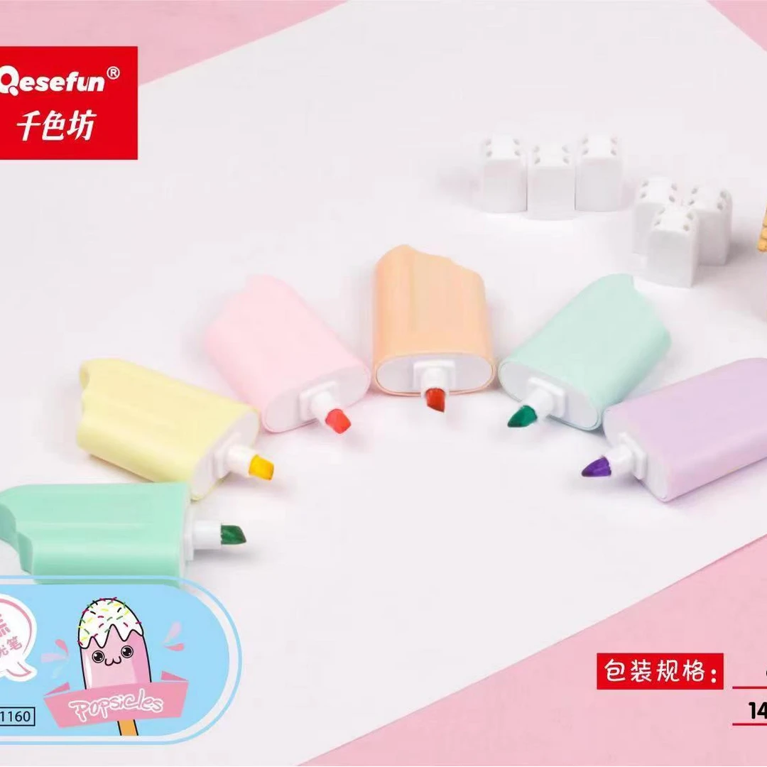 1160-6千色坊造型荧光笔一盒24套学生用品