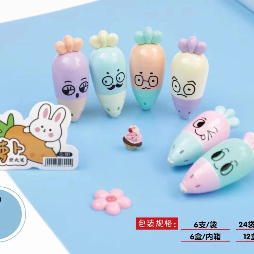 181-6千色坊造型荧光笔一盒24套学生用品