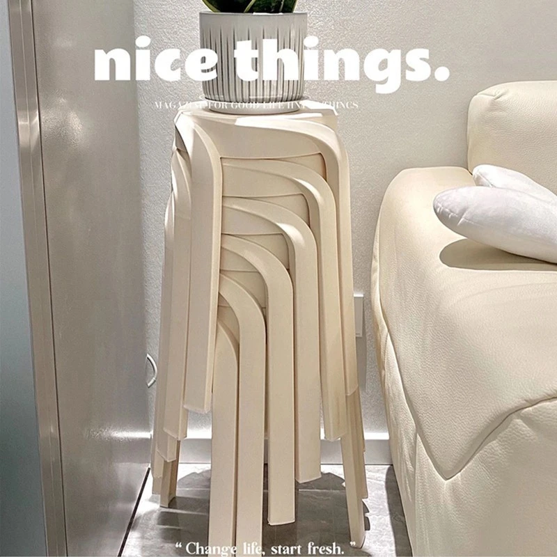 塑料凳子加厚家用餐桌熟胶凳简约高板凳结实客厅靠背方圆风车椅子