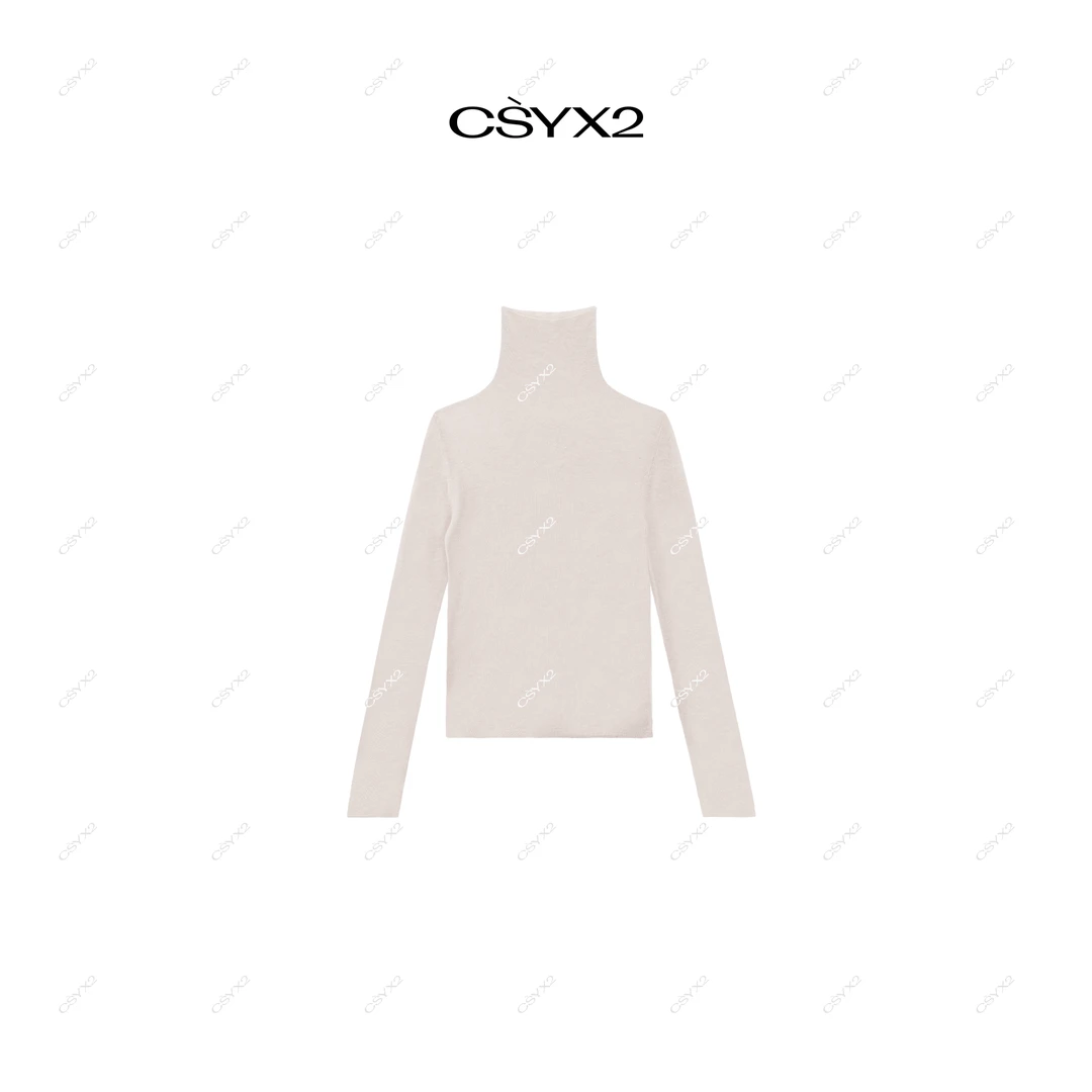 CsyX2-2025冬季星空亮片水溶绵羊毛高领针织打底衫CZ4QM002