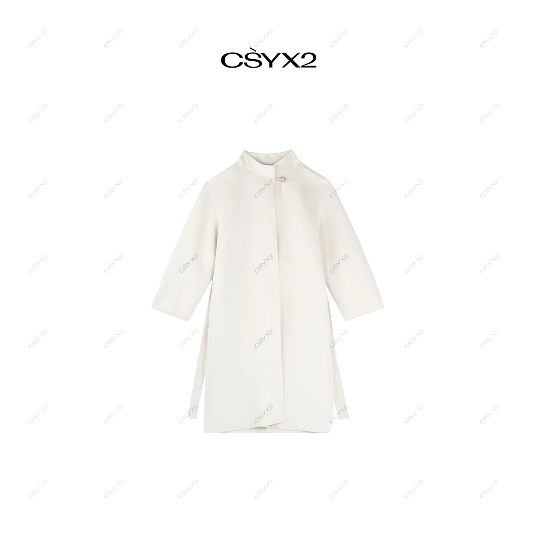 CsyX2-2025秋冬新款洁白如雪牦牛绒+羊毛+桑蚕丝百搭大衣SC-0508