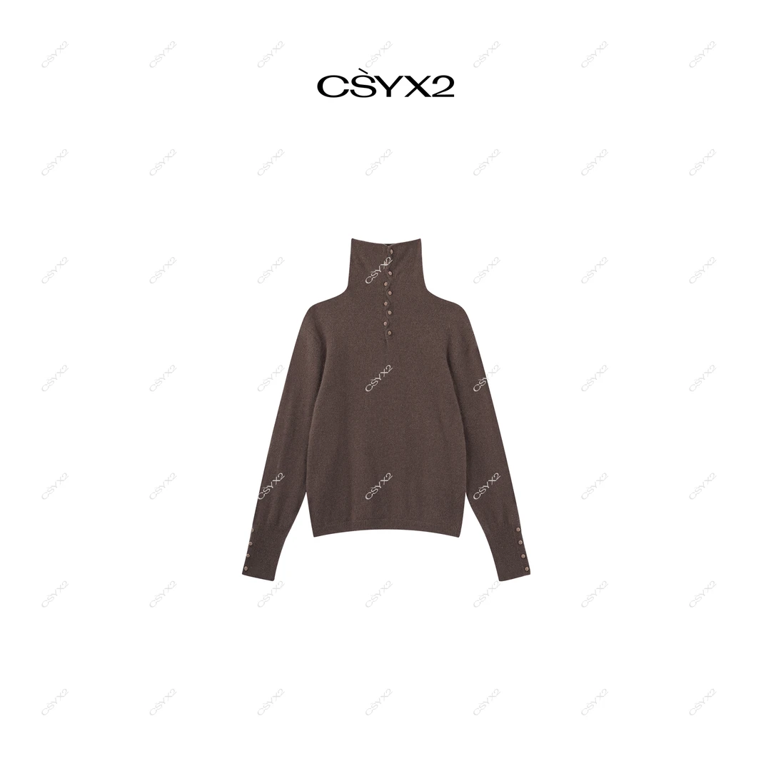 CsyX2-2025A/W 秋冬 时尚系扣长袖高领毛衣CA4DM152
