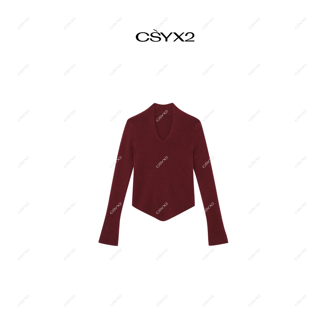 CsyX2-2025A/W 秋冬新品 喇叭袖修身百搭V领长袖针织衫CA4DM121