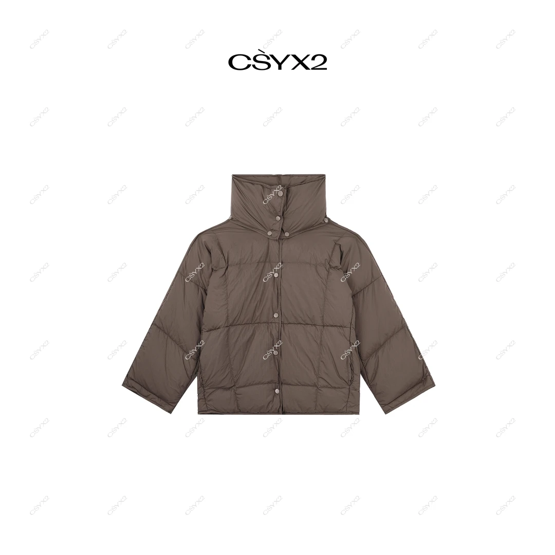 CsyX2-2025A/W 秋冬新品 短款连帽拆卸领暗扣宽松羽绒服CA4DY008