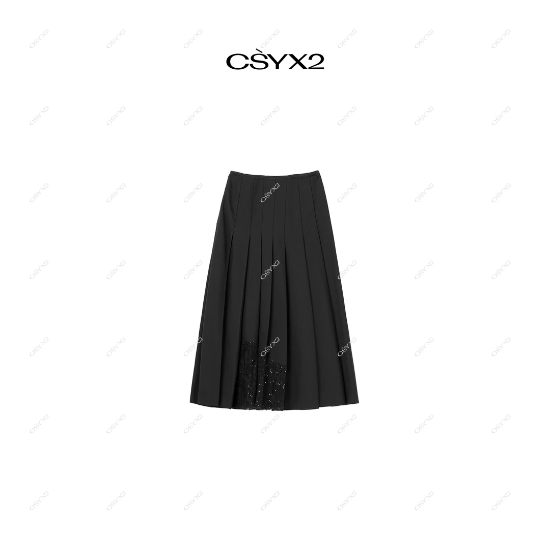 CsyX2-2025S/S早秋新款 百褶A字半身裙CZ4DS028