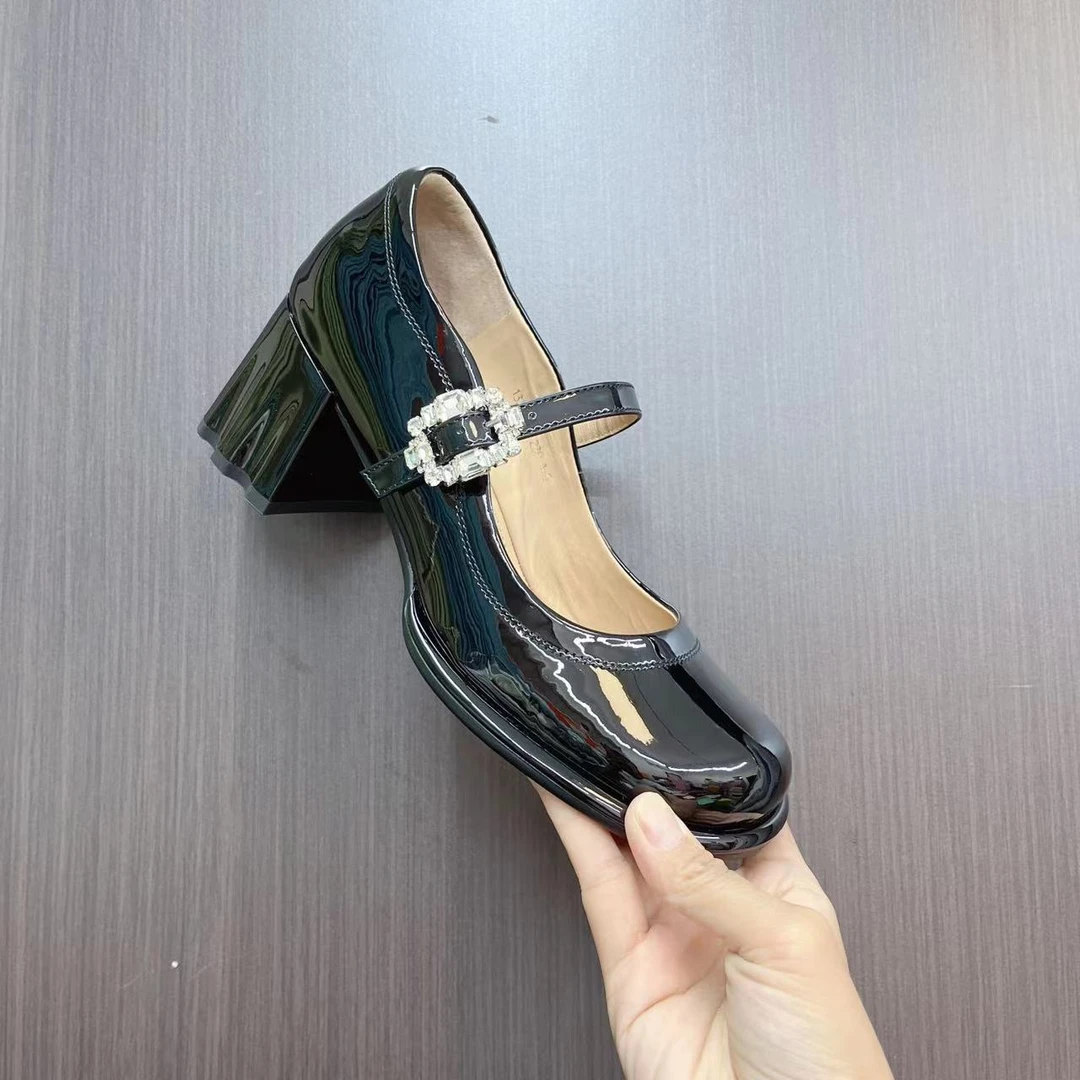 CL4305 黑色  圆头低跟平底舒适浅口玛丽珍女单鞋