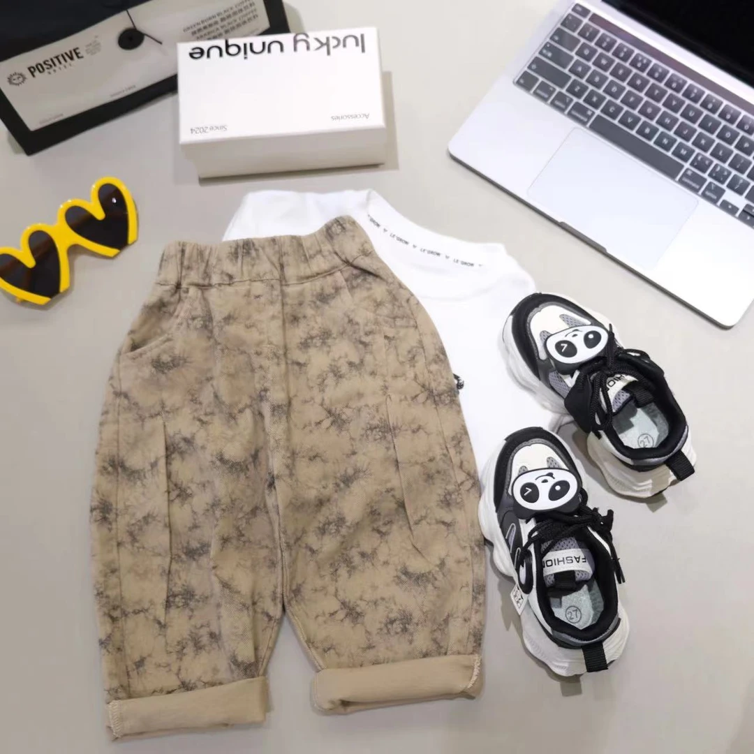 HZT春秋男宝韩版满印小树枝棉布长裤H1322