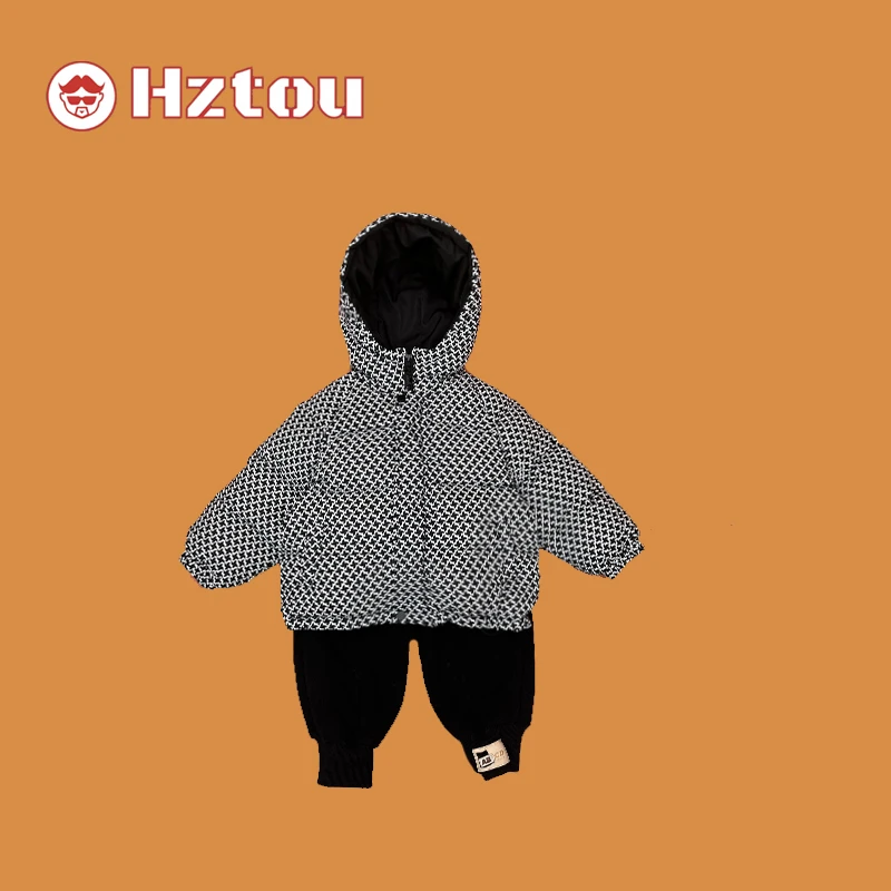 HZT冬季男宝韩版加厚满印小风车洋气羽绒服HD068