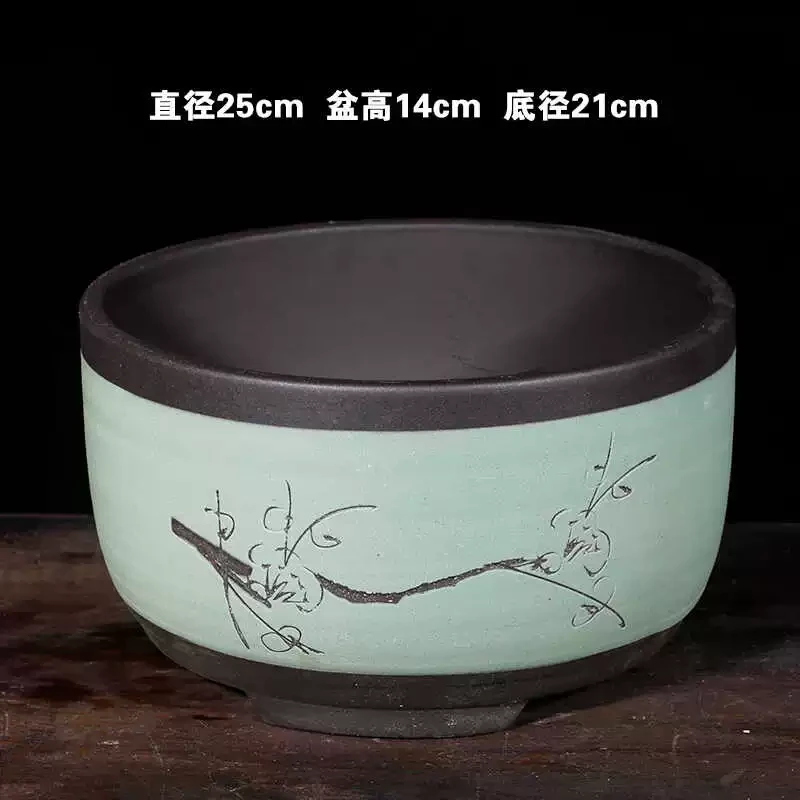 Z30号苹果绿萝大紫砂花盆大口径盆景花盆阳台种菜盆陶瓷花盆特价