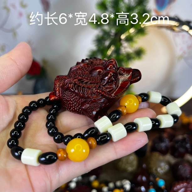 紫檀木雕刻手把件三足金蟾手把件家居工艺品实木质蟾蜍茶宠动物