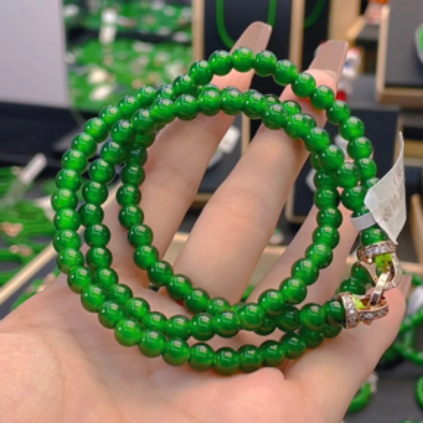 天然a货翡翠卡6正阳绿项链