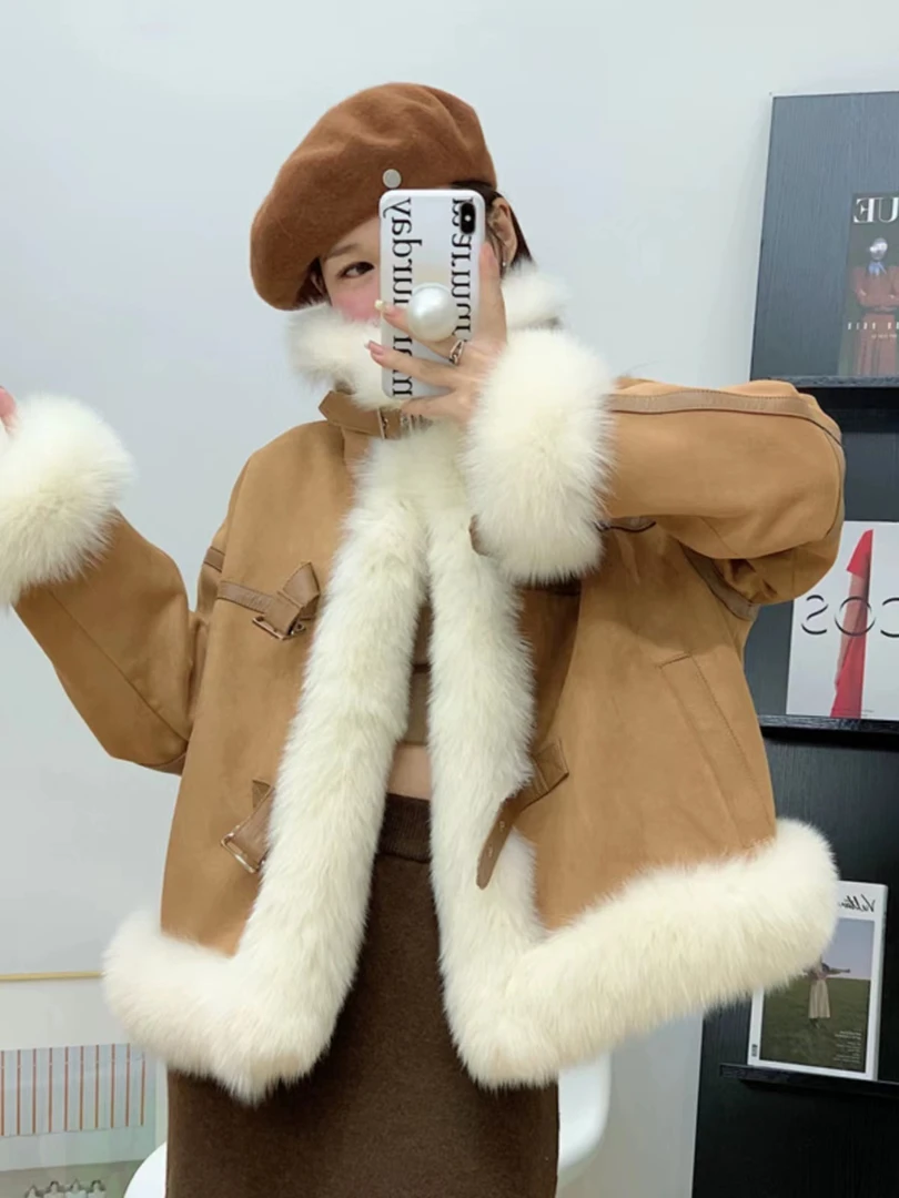 时尚秋冬毛毛厚外套百搭气质女士