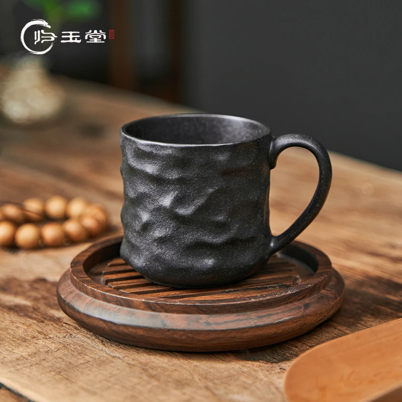 归玉堂冰碛岩纯手工锤纹马克杯手工茶杯创意个性家用全手工大容量