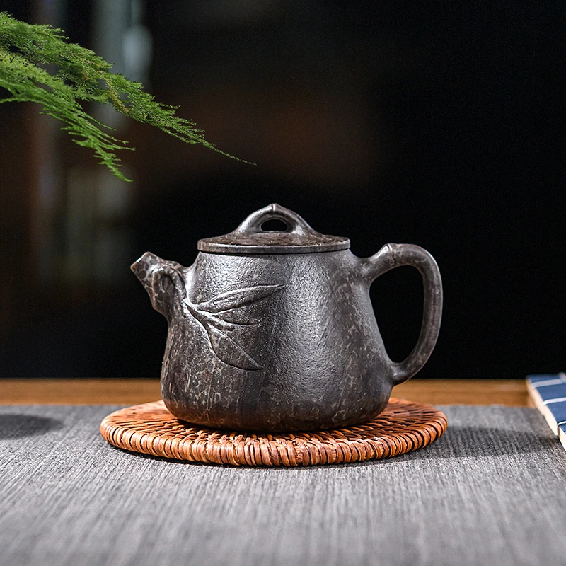 归玉堂全手工冰碛岩雕刻泡茶壶竹节高瓢壶家用手工茶壶高石瓢手制