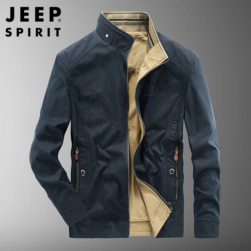 高级感男装JEEP SPIRIT双面穿男士外套夹克男款休闲两面穿春秋季