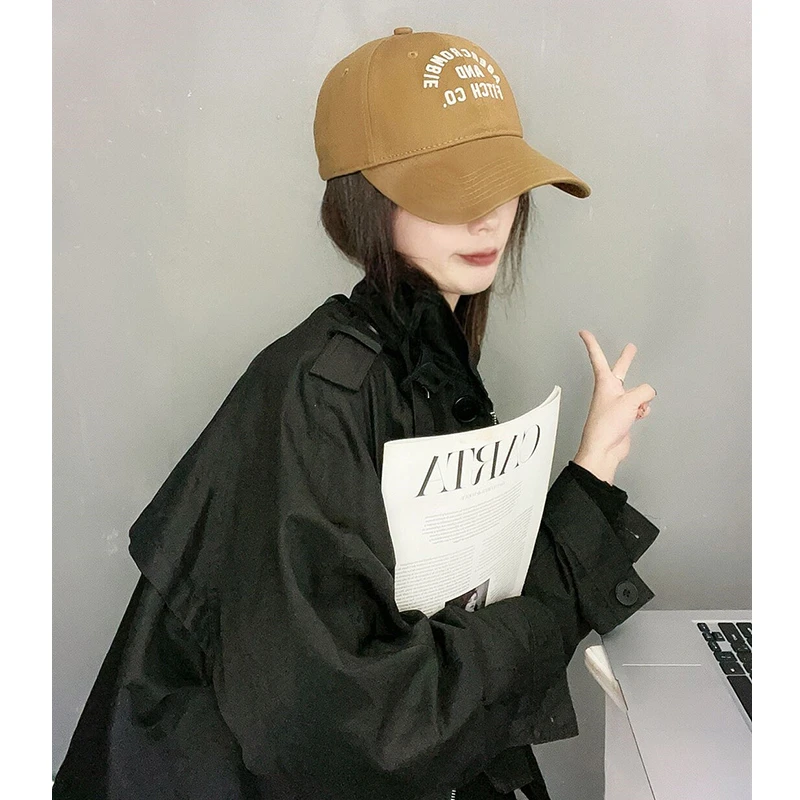 加大鸭舌帽男女通用字母刺绣宽帽檐户外防晒显脸小大头友好遮阳帽