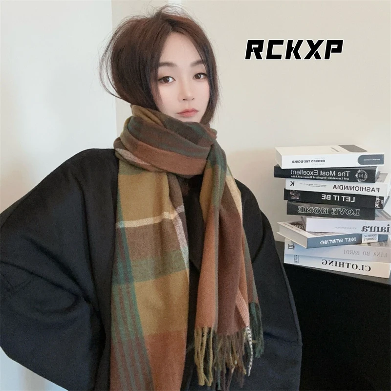 RCKXP~围巾女秋冬季新品韩范十足条纹流苏保暖防寒学生护脖百搭男