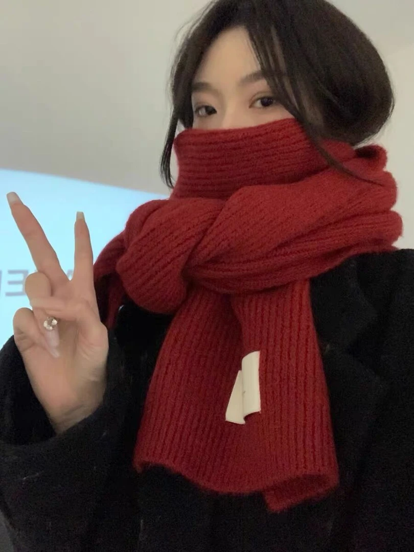 围巾女冬季保暖羊毛混纺针织围脖时尚韩范青年户外保暖护脖子休闲