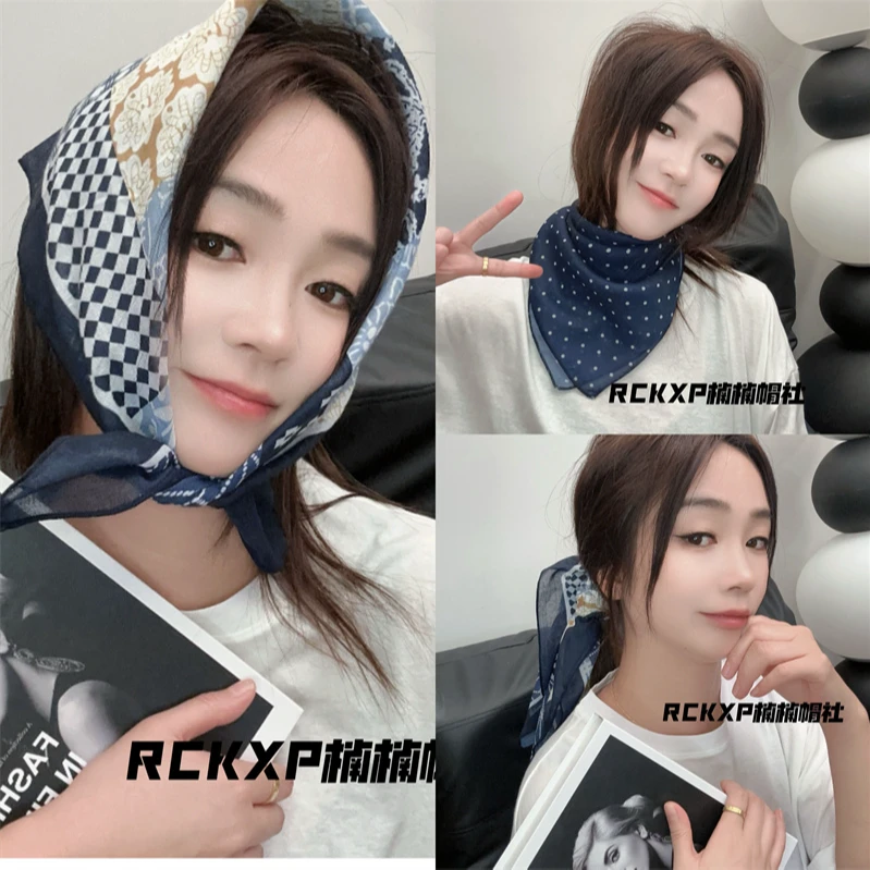 实用搭配必备方巾女韩版时尚洋气棉麻肌理感三角头巾百搭网红青年