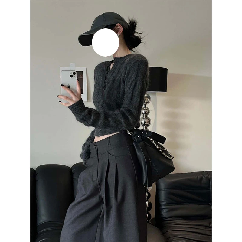 毛针织衫女士春季新款宽松显瘦休闲长袖单排扣上衣针织开衫外套