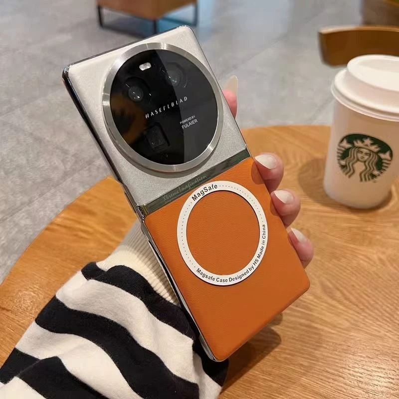 素皮oppo findx6pro高档手机壳无线充电磁吸款新款findx6防摔网红