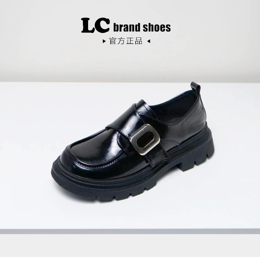 美拉德厚底乐福鞋2024春季新款女复古黑色小皮鞋英伦风软底单鞋