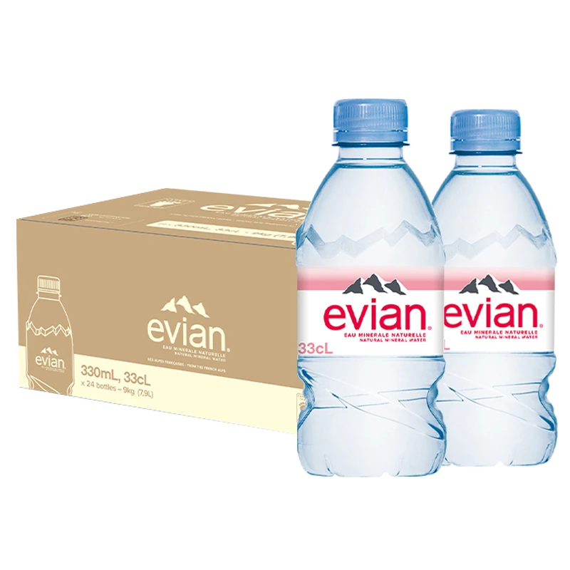 法国进口依云矿泉水330ml/500ml*24瓶 天然弱碱性矿物质饮用水