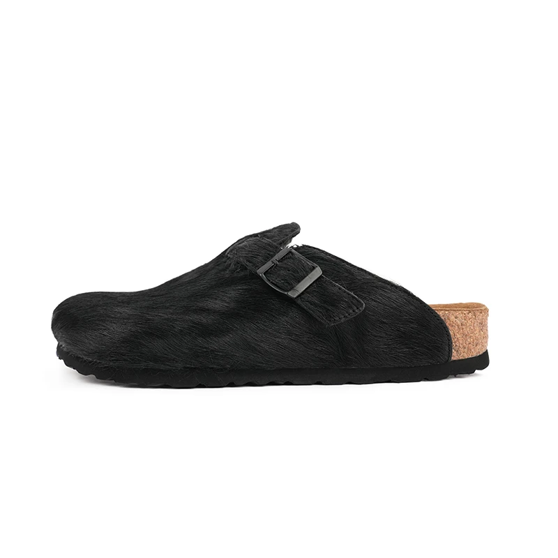 MKSZY 马毛包头软木拖鞋 黑色外穿软底半拖