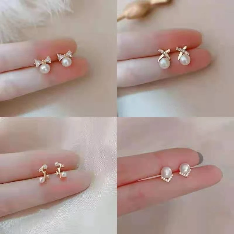 S925仿珍珠耳钉2024年潮气质高级感爆款小仿珍珠耳环女简约轻奢耳