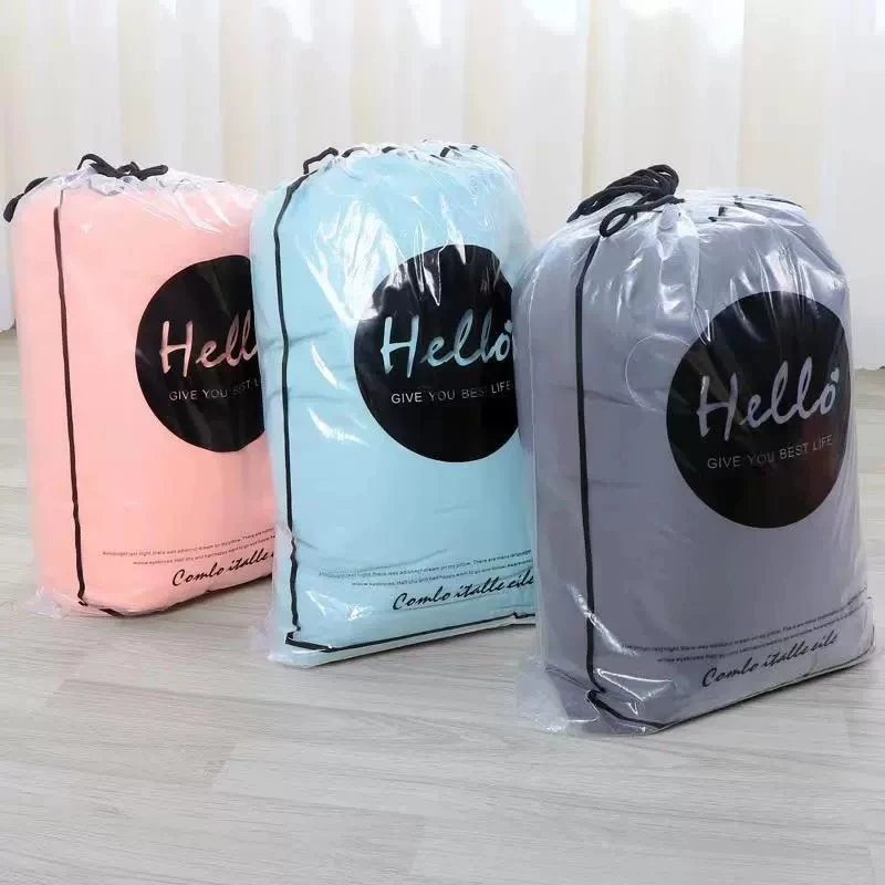 家纺床品透明束口收纳袋凉被抽绳袋防水大容量抽绳透明棉被束口袋