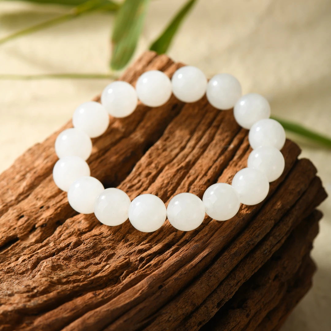 qiyuliangyuan/祺玉良源和田羊脂白玉12mm+精美圆珠时尚百搭手串