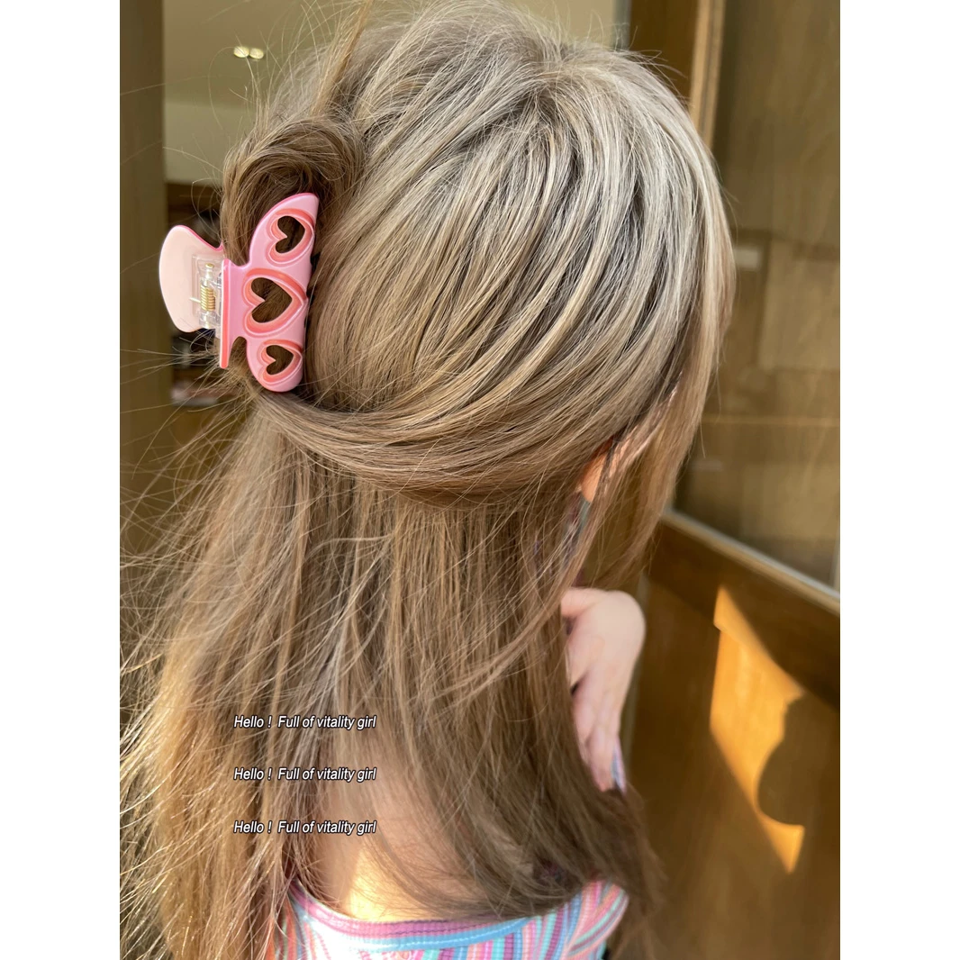 非金属亚克力发饰 爱原本就像糖果~千禧风甜美镂空爱心鲨鱼夹发饰