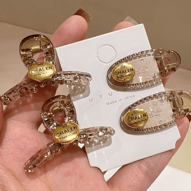 复古金标冰透小发夹森系鸭嘴夹发饰头饰刘海抓夹网红风鲨鱼夹发卡