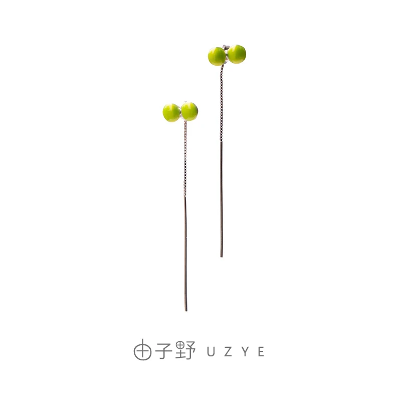 925银耳饰 【春芽耳钉】925银镀白金+低温珐琅工艺 加厚镀金