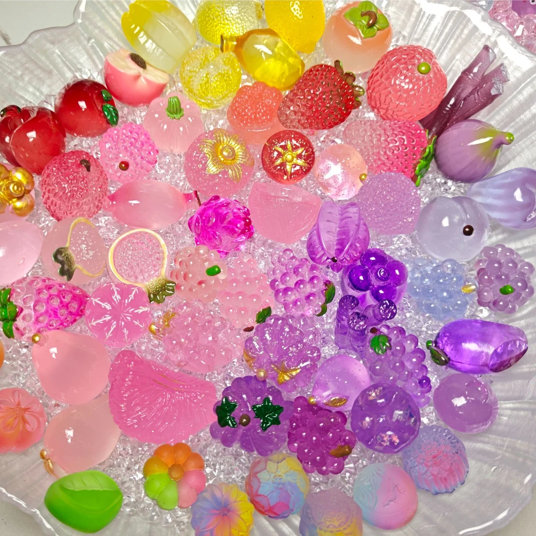 【直播水果拆拆乐】树脂仿真水果Diy夜光星空高透实色水果萌粒可爱