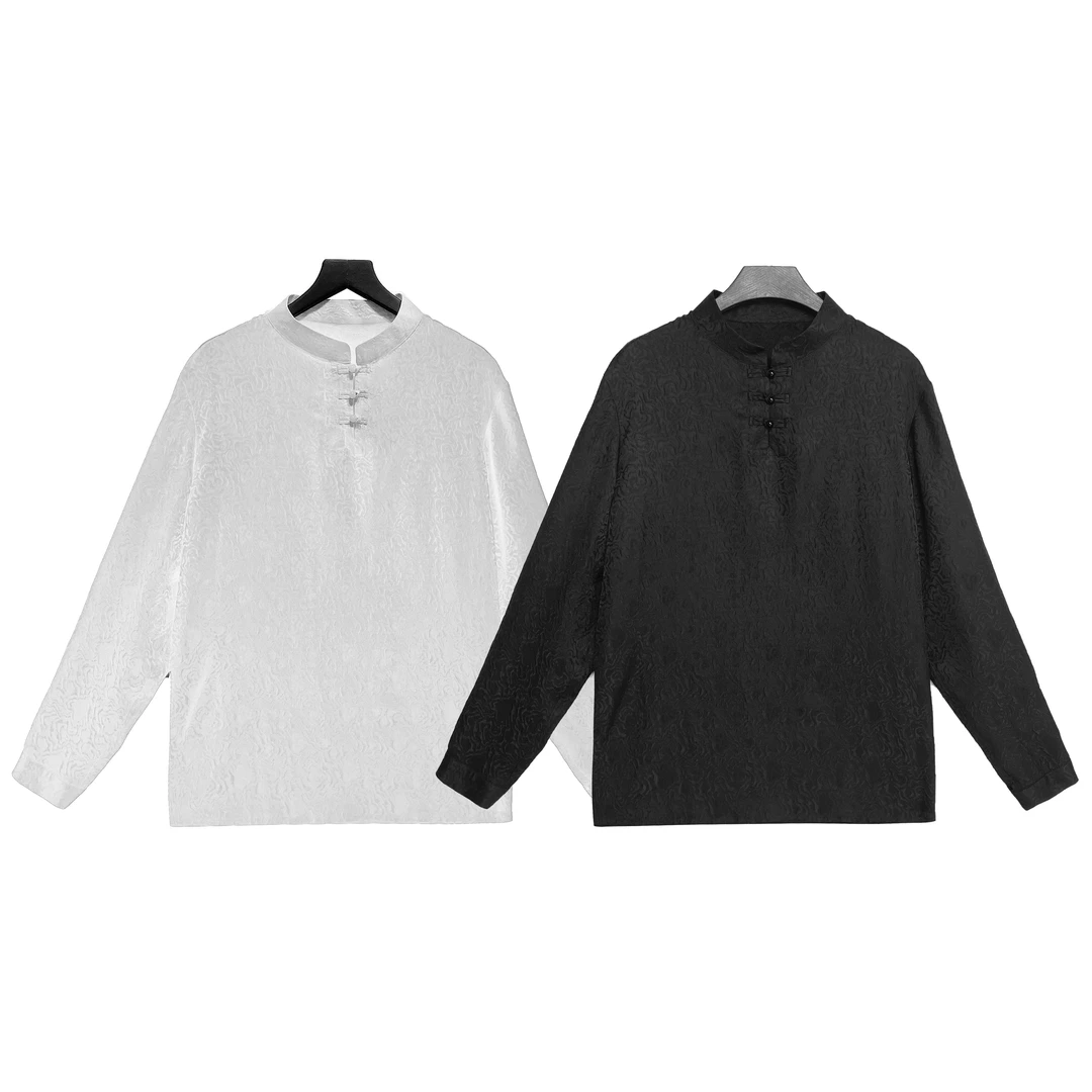 B24222-男装冠乐绉2024年新款香云纱桑蚕丝舒适透气打底衫