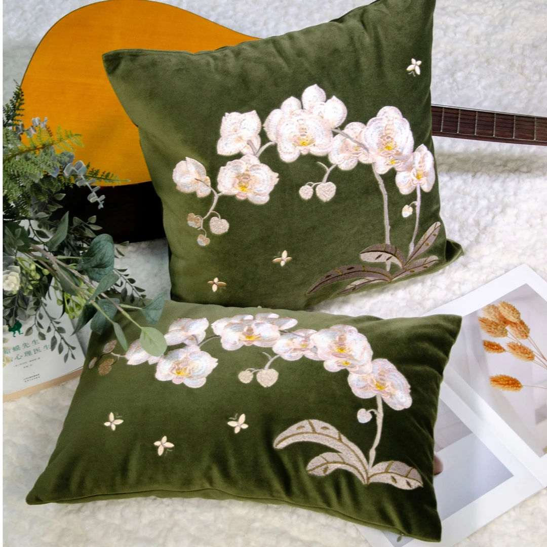 ONELI法式卧室长方形复古靠枕绣花抱枕靠垫枕头套刺绣枕套