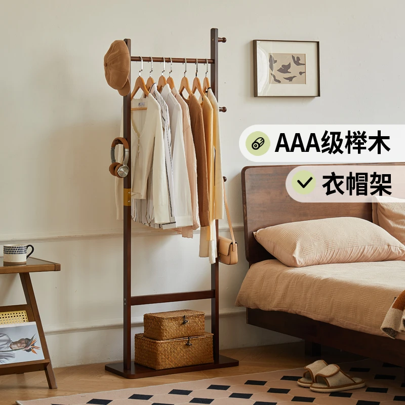 实木衣帽架落地卧室挂衣架简易办公室客厅玄关入户转角衣服收纳架