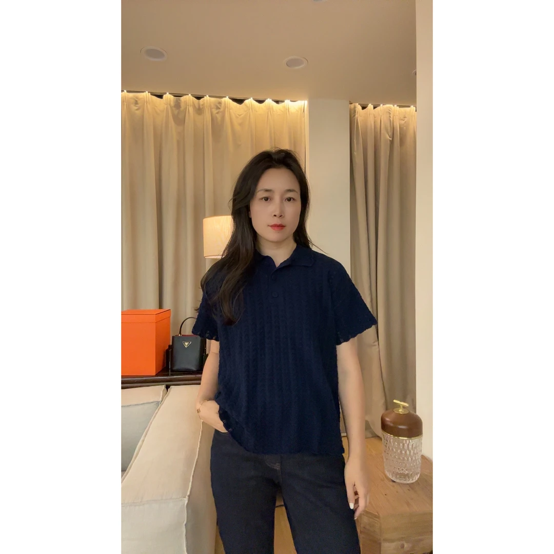 经典立体肌理镂空花边绞花POLO针织衫MA4SYDZ1285